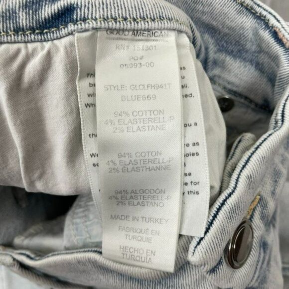 Good American Good Legs Crop Long Fray Hem High Rise Skinny Jean Light Wash 18 - Picture 7 of 11